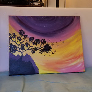 *HP* "Purple Sunset #1" Acrylic 16"x18" Painting